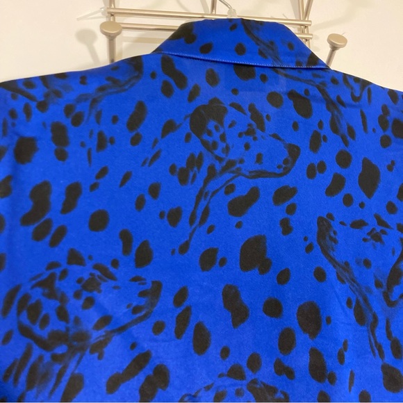 Vintage Escada Margaretha Ley Blue Silk Dalmatians Blouse - Picture 4 of 10